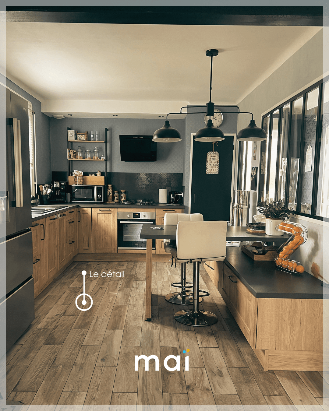 Cuisine verrière atelier — maison rénovée Quiberon Bois d’Amour — Le Détail MAÏ Immobilier